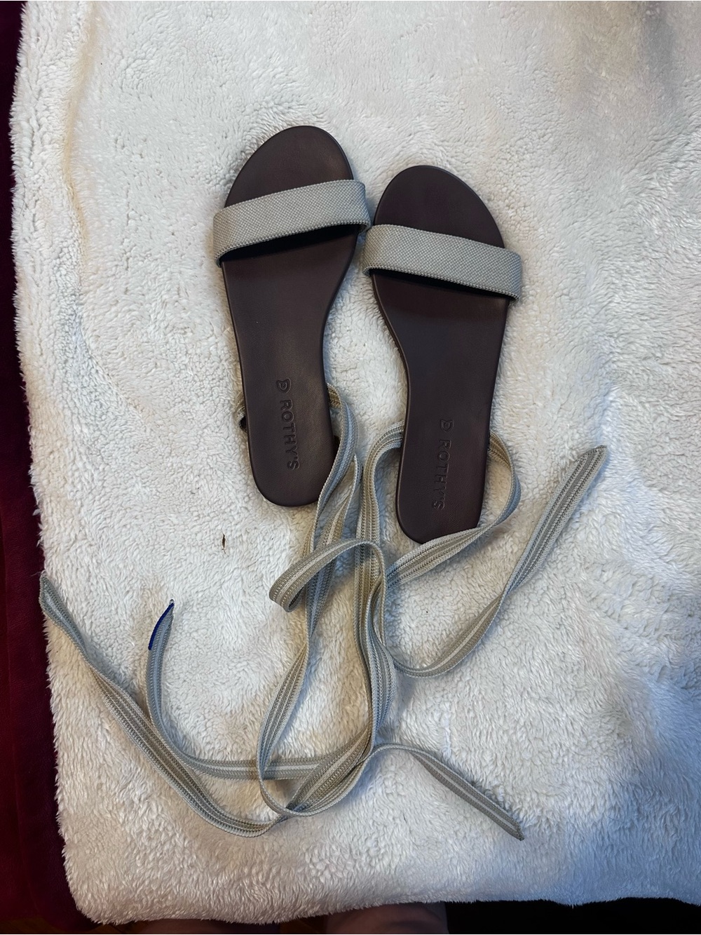 Rothy's Gray Lace-Up Slide Sandals